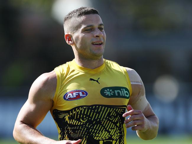 MELBOURNE . 14/03/2023.  AFL.  Richmond training at Punt Road Oval .  Richmonds Dion Prestia     during todays session  . Pic: Michael Klein