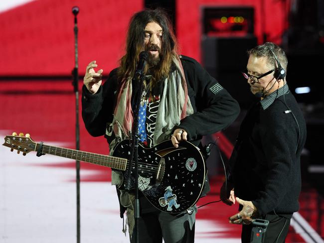 Billy Ray Cyrus stumbled through his performance at the Liberty Inaugural Ball. Picture: Getty Images via AFP