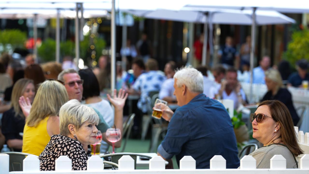 Pubs and outdoor dining such as in The Rocks (pictured) are tipped to be some of the restrictions eased when NSW hits 70 per cent of the population fully vaccinated. Picture: News Corp/Gaye Gerard