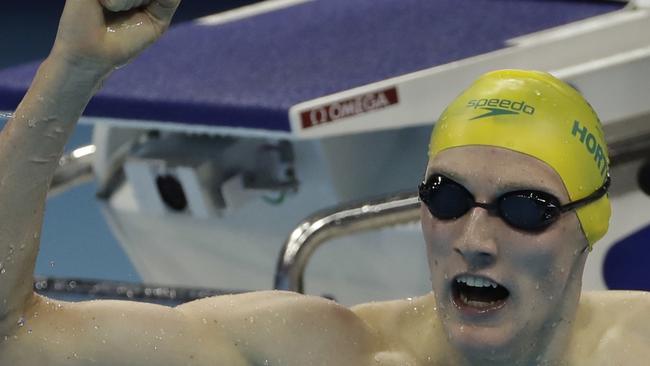 Australia's Mack Horton celebrates his gold medal in the 400m freestyle.
