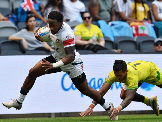 American rugby star Carlin Isles was a former track star who transitioned sports. Picture: AAP