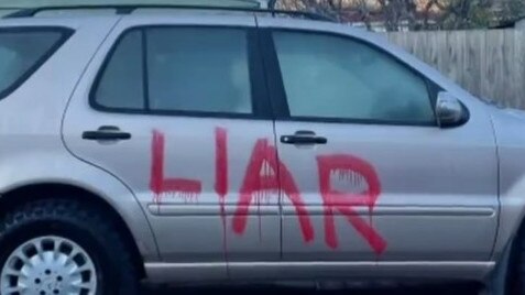 The word ‘lair’ painted on one side of the car. Picture: Sunrise