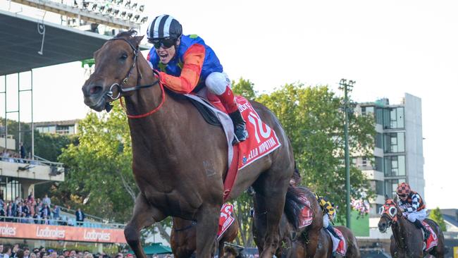 Bella Nipotina winning the 2022 Manikato Stakes at The Valley. Picture: Reg Ryan/Racing Photos via Getty Images