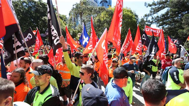 CFMEU protest at parliament. Pic Annette Dew