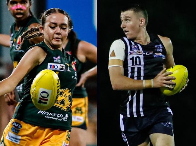 St Mary's Shakalia Gardiner-Dunn and Palmerston Magpies Ryan Bonham were named the NTFL Round 3 Rising Star nominees of the 2024-25 season. Picture: Celina Whan / AFLNT Media