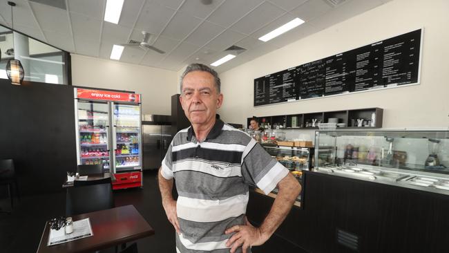 Photo of the owner of Zippy's Cafe John Georgiou at Southport. He is upset that trade has been non existent during the Commonwealth Games. Photo by Richard Gosling