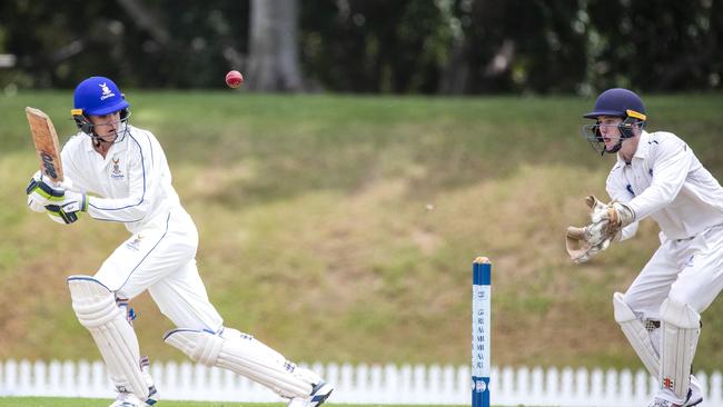 Angus Archer in the GPS Cricket game between Brisbane Grammar and Anglican Church Grammar (Churchie) at Northgate. (AAP Image/Richard Walker)