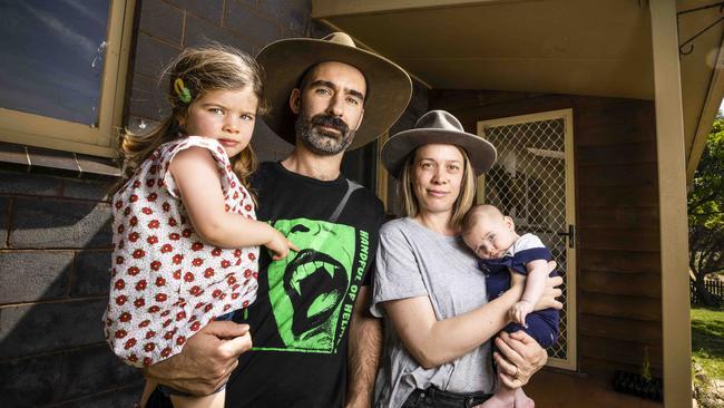 Vince Muscat and Jemma Dillon, with their children Maggie and Mick. Picture- Nicole Cleary