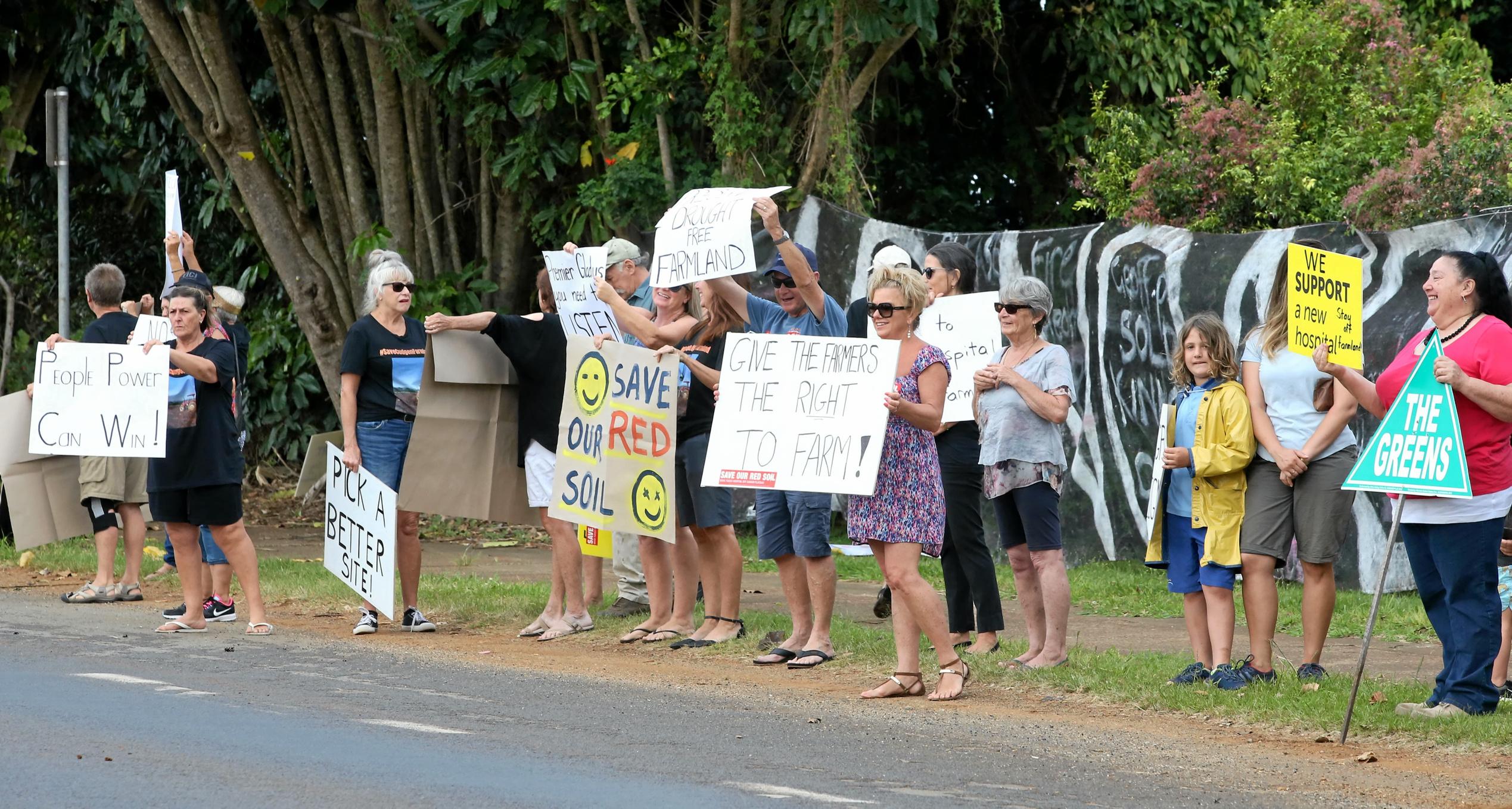 protest outside the site of the new Tweed Valley Hospital at Cudgen. Photo Scott Powick. Picture: Scott Powick