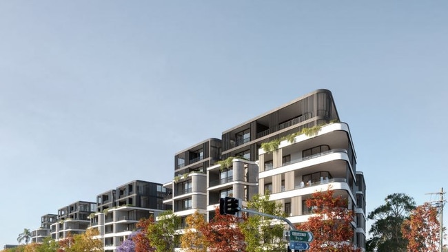 Plans for the four 8-storey towers and one at five storeys in height with 321 apartments were lodged by Austino Epping 2 Pty Ltd.