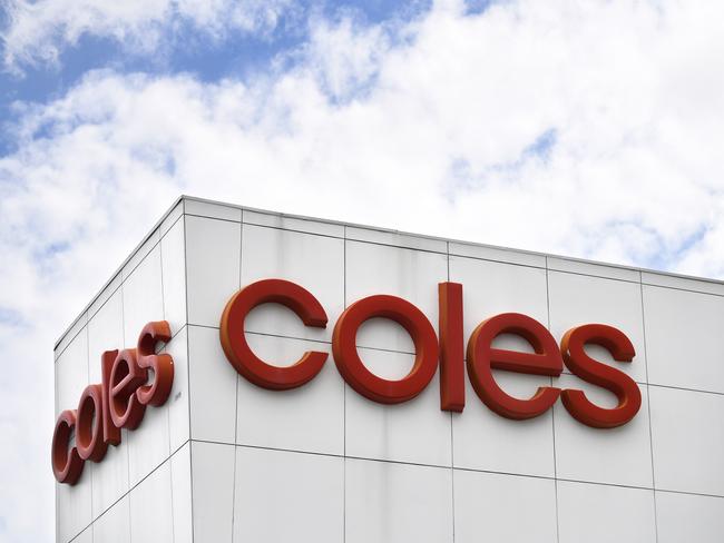 BRISBANE, AUSTRALIA - NewsWire Photos - SEPTEMBER 22, 2020.A Coles supermarket sign above a store in Brisbane. Coles outlets across Queensland will become fully powered by renewable energy sources by 2022.Picture: NCA NewsWire / Dan Peled