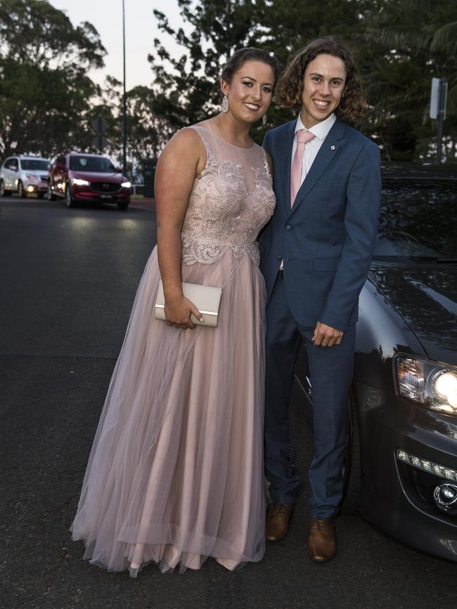 Bridgette Wainwright and Mitchell Smith at Centenary Heights State High School formal at Picnic Point, Friday, November 20, 2020. Picture: Kevin Farmer