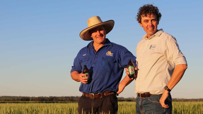 Farmer Andrew Ostwald, left, with PURE Grain Network chief executive Stuart Tighe.