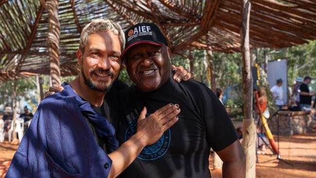 Waangenga Blanco and Uncle John Harding on day three of Garma Festival, on Sunday August 6. Picture: Pema Tamang Pakhrin