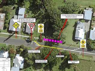 Traffic conditions will change at a site in Nimbin where a woman was stuck by a car and killed. Picture: Lismore City Council