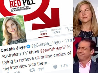 The Red Pill filmmaker Cassie Jaye and Weekend Sunrise host Andrew O'Keefe.