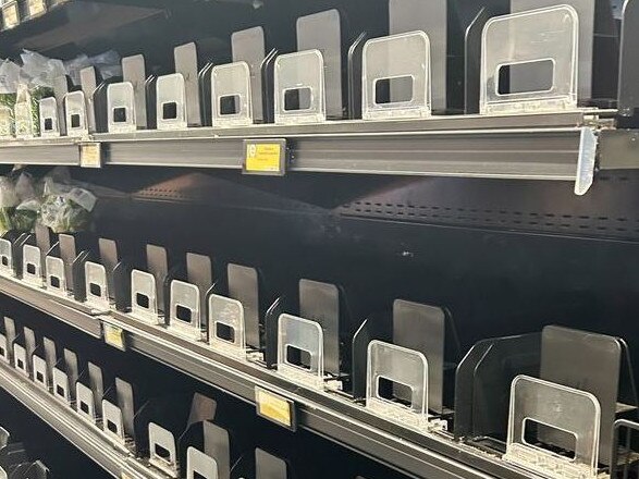 Tragic reason this Woolies shelf is bare. Picture: 9 News