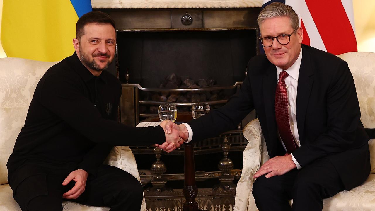 What a difference a day makes: Britain’s Prime Minister Sir Keir Starmer, right, and Ukrainian President Volodymyr Zelenskyy shake hands during a bilateral meeting at 10 Downing Street, London, on March 1, ahead of a summit of European leaders on Sunday. Picture: Peter Nicholls/WPA Pool/Getty Images