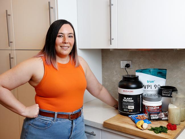 Deakin University researcher Celeste Chapple found sports food products, including protein shakes, bars and powders, don’t have the correct nutrition on the pack. Picture: Ian Currie