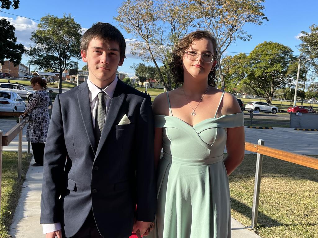 Caleb Fulton and Abi Bidois arrive at the Maryborough State High School formal.