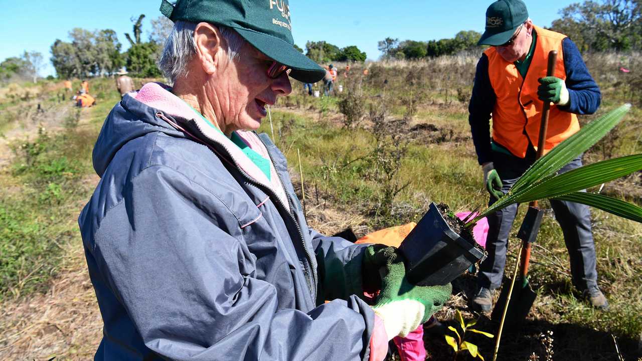 Roslyn Crosswell at the tree planting in Barolin Reserve. Picture: Mike Knott BUN040619BAR17