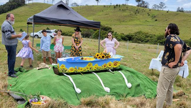 Miriam Rullis is laid to rest at her family's private cemetery.