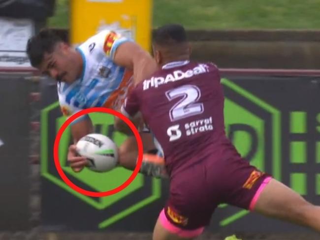 Young Tonumaipea denied a stellar try against the Manly Ses Eagles.