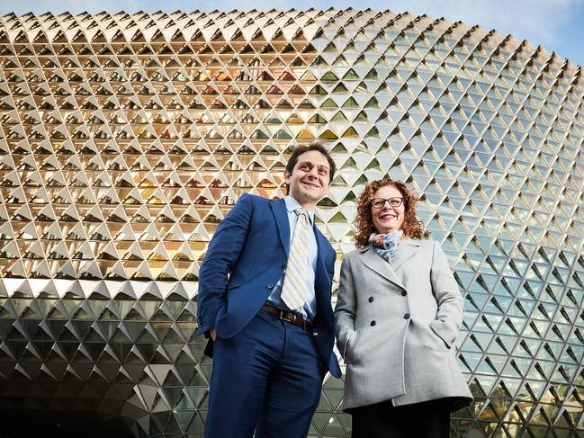 Doctor, Peter Psaltis and Professor, Deb White pose for a picture in front of the SAHMRI in Adelaide, Sunday, Aug. 12, 2018. (AAP Image/MATT LOXTON)