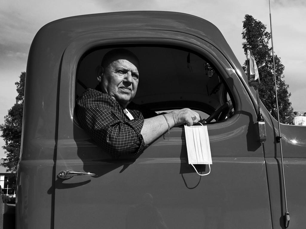 FACES OF LOCKDOWN: Jim Muscat, 71, of Winston Hills in his Vintage Dodge. Due to Covid restrictons he unable to see his wife who is in care and his son, daughter and grandkids. Photo: Jeremy Piper