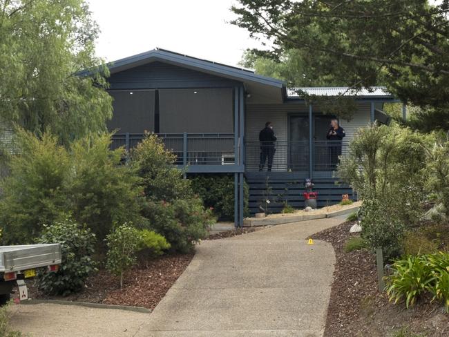 Crime scene Police dust a car and photograph the home today.Man in custody after woman dies, two men injured on Far South Coast. Home at number 123 East st Bega where the incident happened. A man has been under police guard in hospital after a woman died and two men were critically injured on the Far South Coast yesterday. It was about 3.35pm (Friday 1 June 2018), that a passing motorist was flagged down by 71-year-old man seeking help after being stabbed at his home in East Street, Bega. Emergency services arrived to find the man and his 69-year-old wife critically injured. The woman died at the South East Regional Hospital and the man is in a critical condition. Police have been advised he was airlifted to St George Hospital. A short time later, officers from the South Coast Police District engaged in pursuits of a car belonging to the couple being driven by a 20-year-old man. About 4.40pm, a 55-year-old man was allegedly struck in the head with a hammer by the same 20-year-old man during the carjacking of his vehicle on the Sapphire Coast Drive in Bournda. That man has been airlifted to St George Hospital where he also remains in a critical condition. A woman who was a passenger in the car at the time escaped without injury. The car crashed 500m further down the road and the driver ran into bushland. Specialist officers – including the police airwing, PolAir, Negotiators and State Protection Support Unit (SPSU) operatives – were called to assist local police and a perimeter was established. About 8.20pm the man was arrested and taken to the South East Regional Hospital for assessment. Pic Katrina Walsh