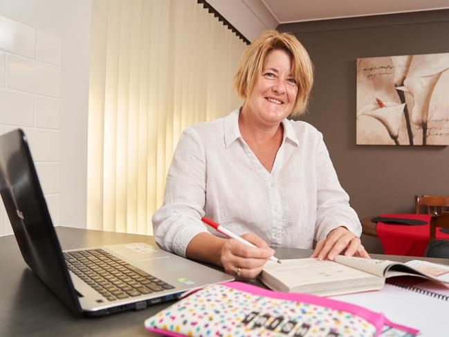 Primary School Teacher, Trish Gilbert creating learning materials at home in preparation of remote learning Picture: Matt Loxton