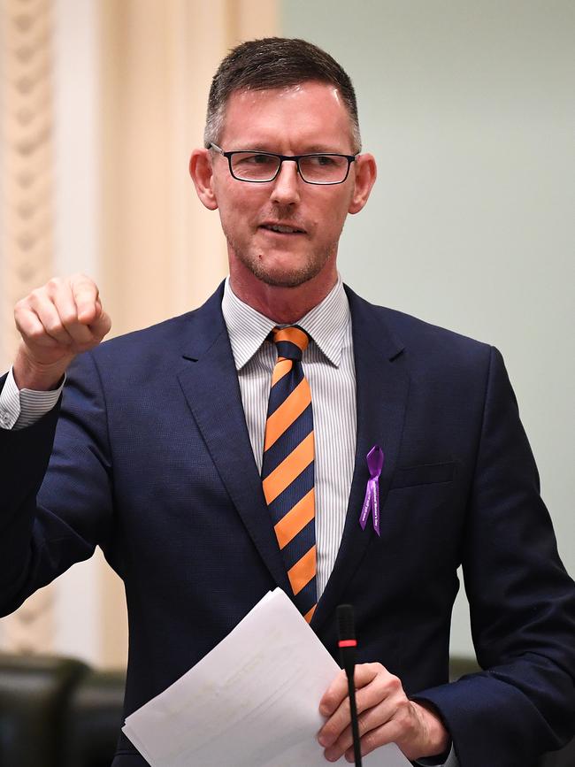 Queensland Transport Minister Mark Bailey speaks during Question Time at Parliament House in Brisbane. Picture: NCA NewsWire / Dan Peled