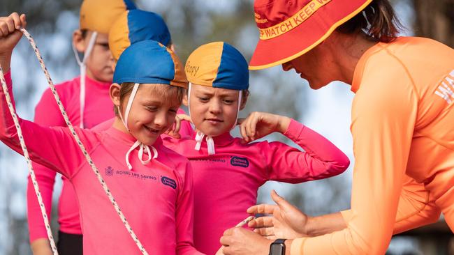 Kids being put through their paces at Wagga Beach on the Murrumbidgee River. Picture: Simon Dallinger