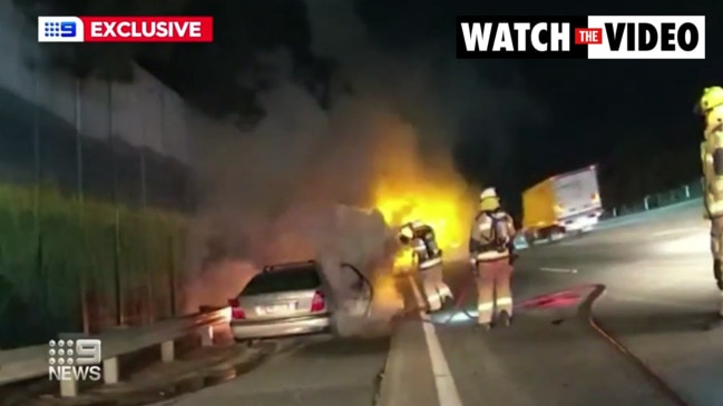 Truck driver pulls elderly man from burning car (9 News)