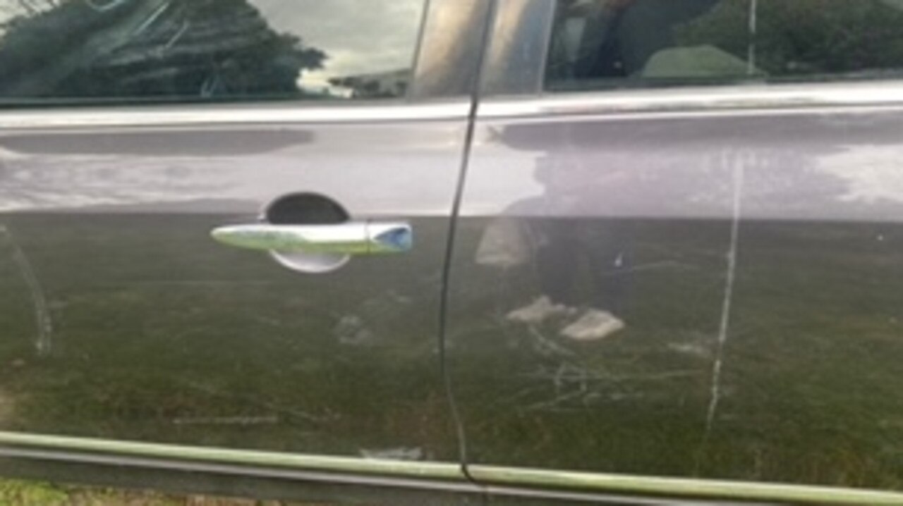 The family’s car was scratched, while another incident resulted in slashed tyres. Picture: Supplied