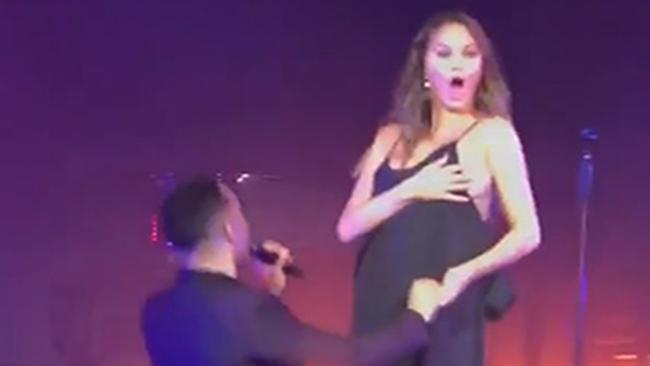 Chrissy Teigens Nip Slip At John Legend Concert Is An Epic Wardrobe Malfunction News Com Au