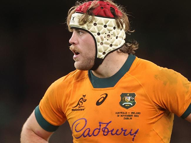 DUBLIN, IRELAND - NOVEMBER 30:  Fraser McReight of Australia looks on  during the Autumn Nations Series 2024 match between Ireland and Australia at the Aviva Stadium on November 30, 2024 in Dublin, Ireland. (Photo by David Rogers/Getty Images)