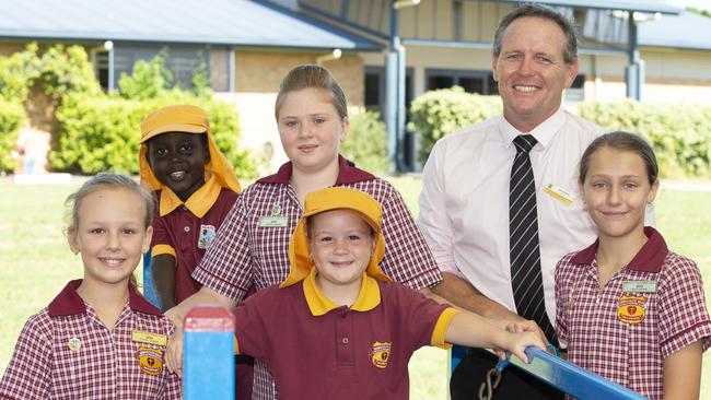 Kurt Dutney, principal of Immaculate Heart Catholic Primary School, with students.