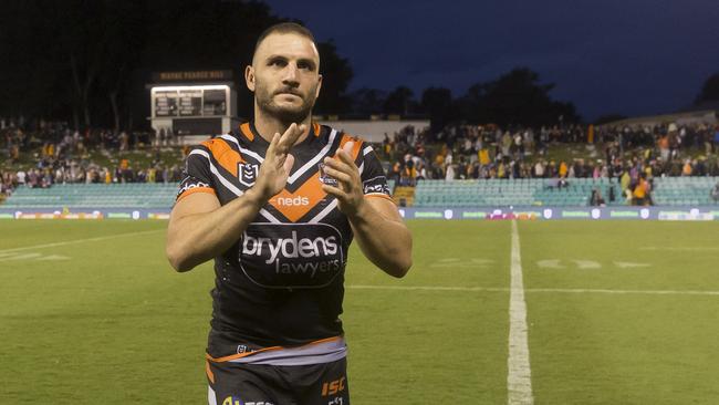 Robbie Farah scored two tries in the Tigers’ win over Manly. Picture: AAP