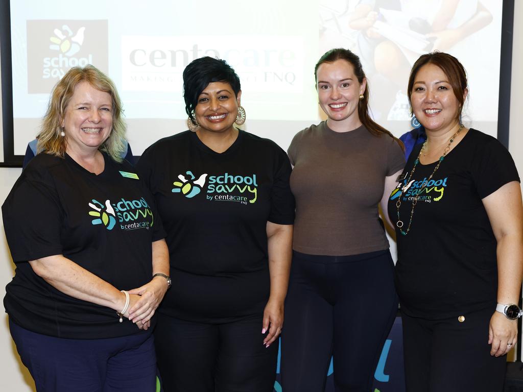 Anita Veivers, Adrea Obeyesekere, Kelly Hammond and Kumiko Millward attend Centacare's thank you event for School Savvy volunteers and contributors. Picture: Brendan Radke
