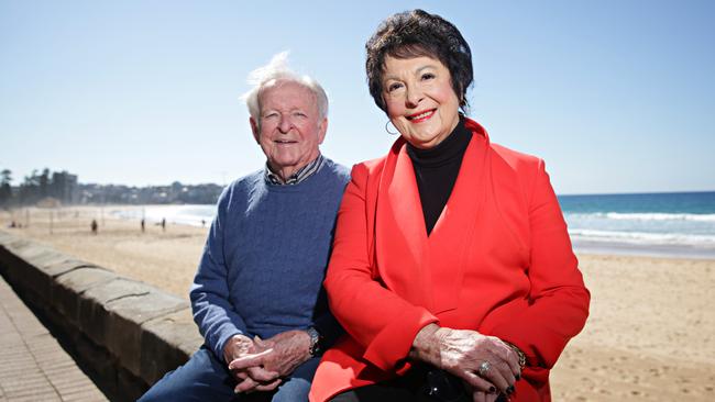 Former long serving Manly mayors, and husband and wife, David and Jean Hay at Manly Beach. Picture: Adam Yip/ Manly Daily