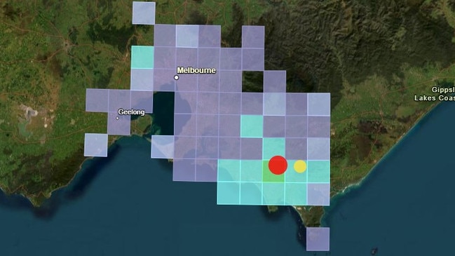 An earthquake has shaken Victoria overnight, with an epicentre of Leongatha. Pic: Geoscience Australia: