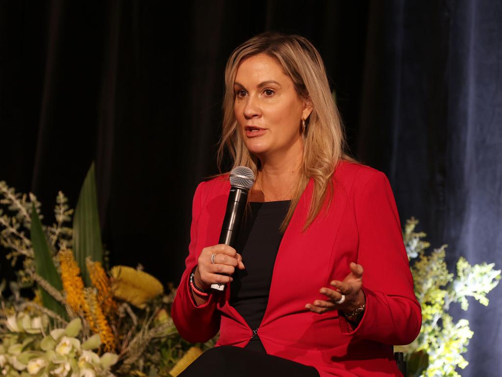 Karni Liddell speaking at the Premier's Olympics Breakfast at The Gabba last year. Pics Tara Croser.