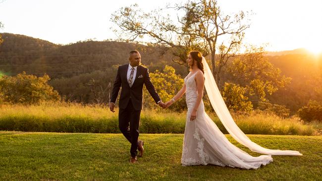 Katelyn Alexander and Avilash Singh during their second wedding shoot in the sunshine. Picture: NSI Productions