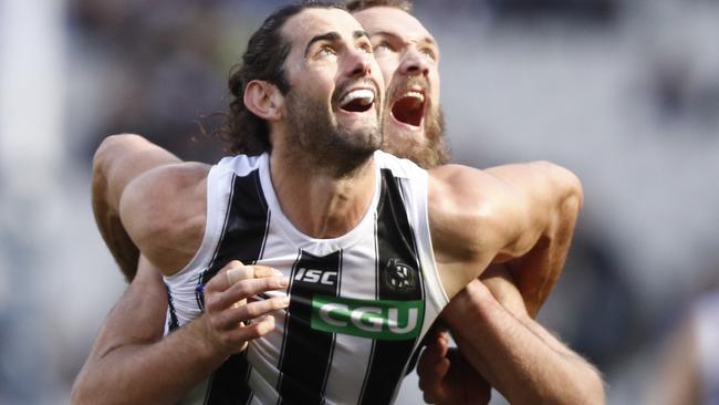 Brodie Grundy is still yet to agree a deal beyond 2020 with Collingwood, but coach Nathan Buckley is confident. Picture: AAP Image/Daniel Pockett.