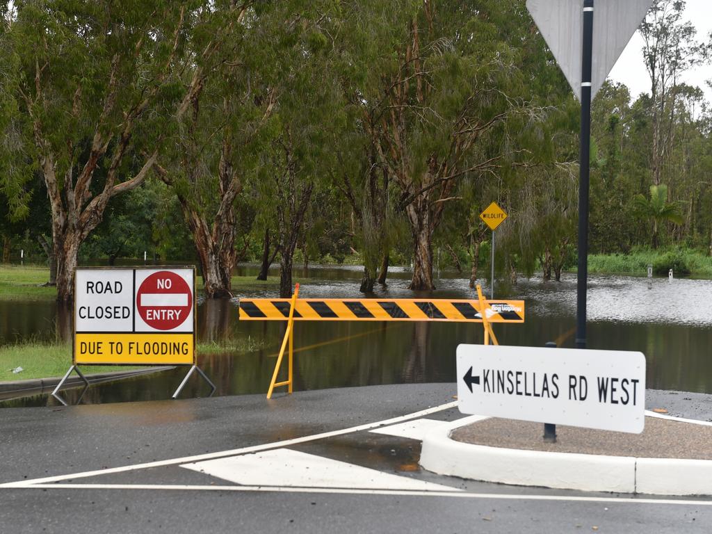 Kinsellas Rd West at Mango Hill was cut off by a flash flood after the deluge. Picture: Marcel Baum.