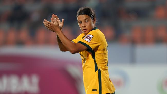 Sam Kerr will return to Australia in April for two games against New Zealand. Picture: Thananuwat Srirasant/Getty Images