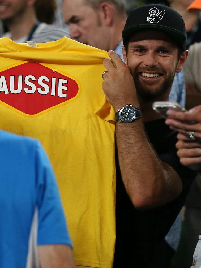 Richmond captain Trent Cotchin was among the Barty fan club at Rod Laver Arena. Picture: Michael Klein