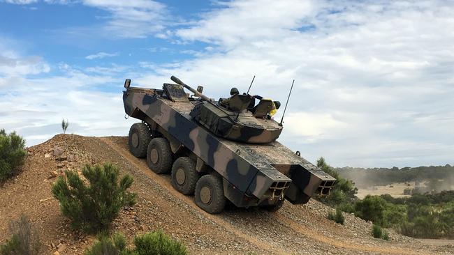 BAE Systems Australia: Patria AMV-35 negotiating obstacles on the Driver Training Circuit at Puckapunyal.