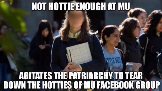 A meme was created to troll a University of Melbourne law student. Source: Facebook